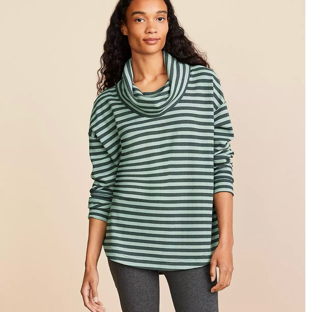 Lou & Grey Cowl Neck Striped Tunic Top